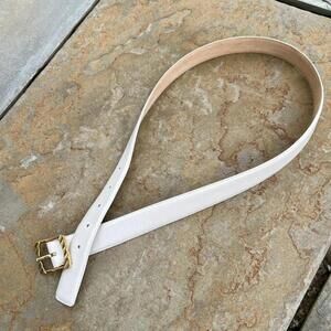 Vintage 80s Cream White Square Tip Leather Belt